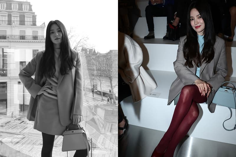 宋慧喬時髦出席 Fendi 2024 春夏高訂大秀,淺藍套裝、酒紅絲襪...這次不走優雅!