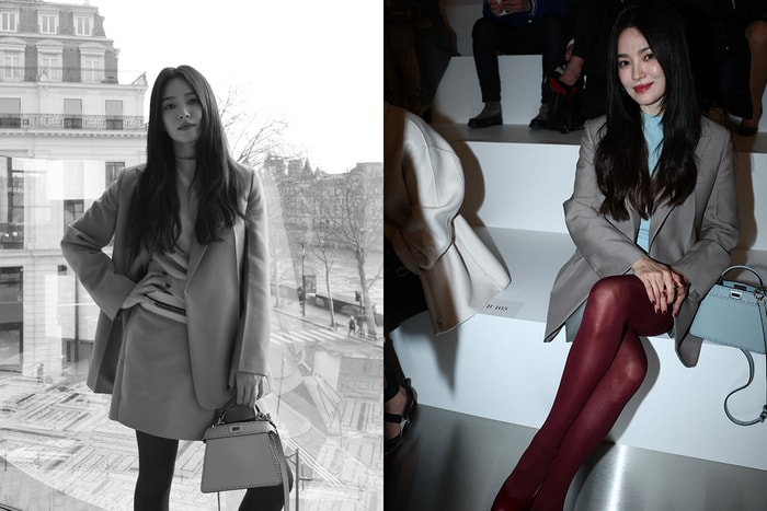 淺藍套裝、酒紅絲襪...這次不走優雅:Fendi 高訂大秀,宋慧喬一身時髦穿搭!