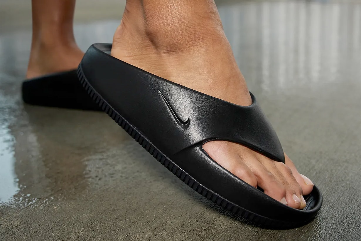 Nike calm flip flop sandals release photos on foot
