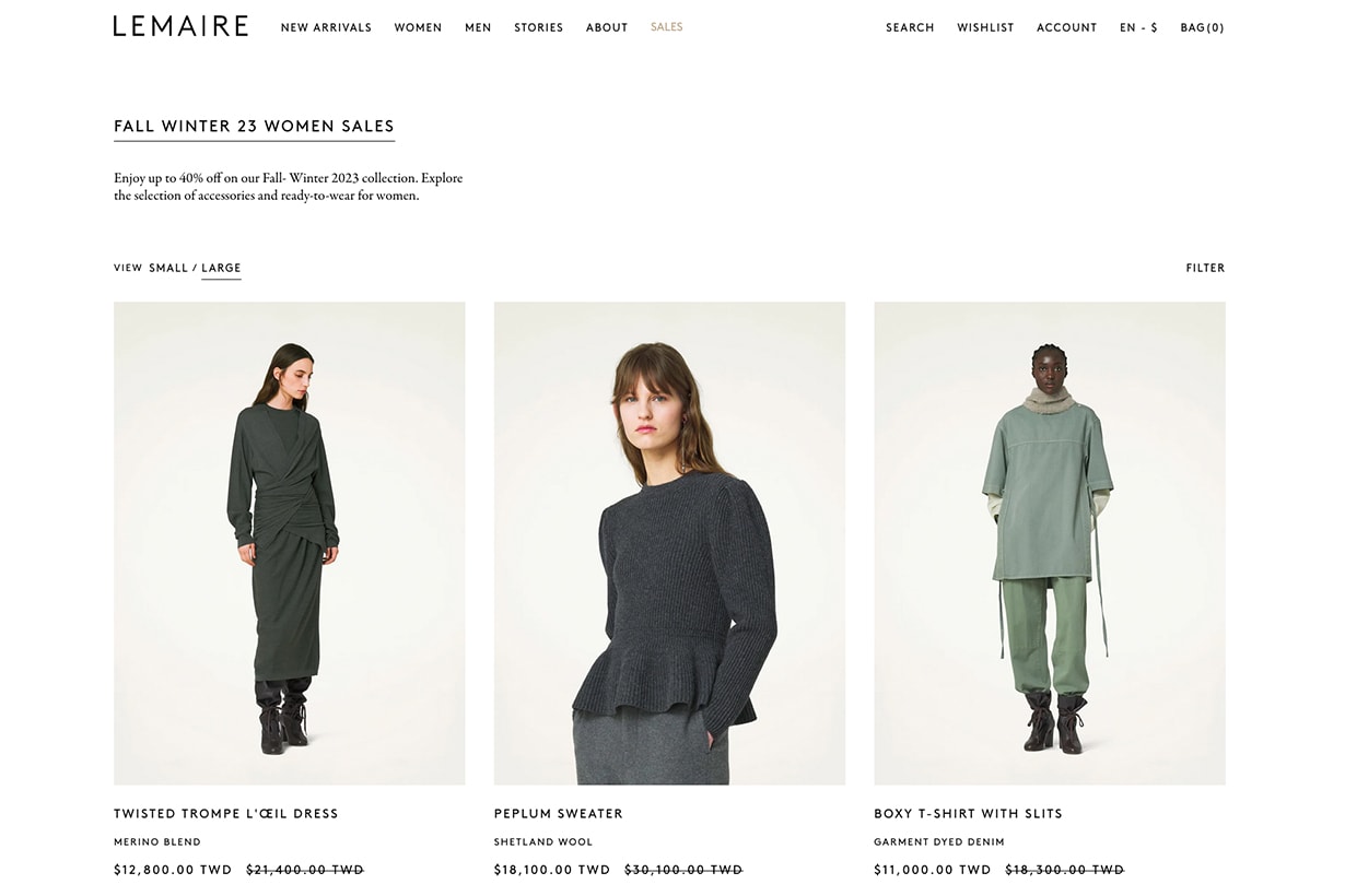 lemaire sale 2023 fall winter discount