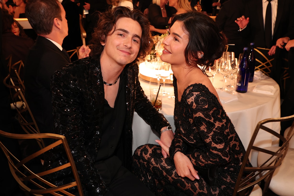 golden globe 2024 Timothée Chalamet Kylie Jenner fan cam kissing video