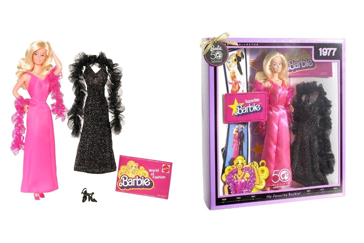 margot robbie barbie 1977 after party pink black dress armani