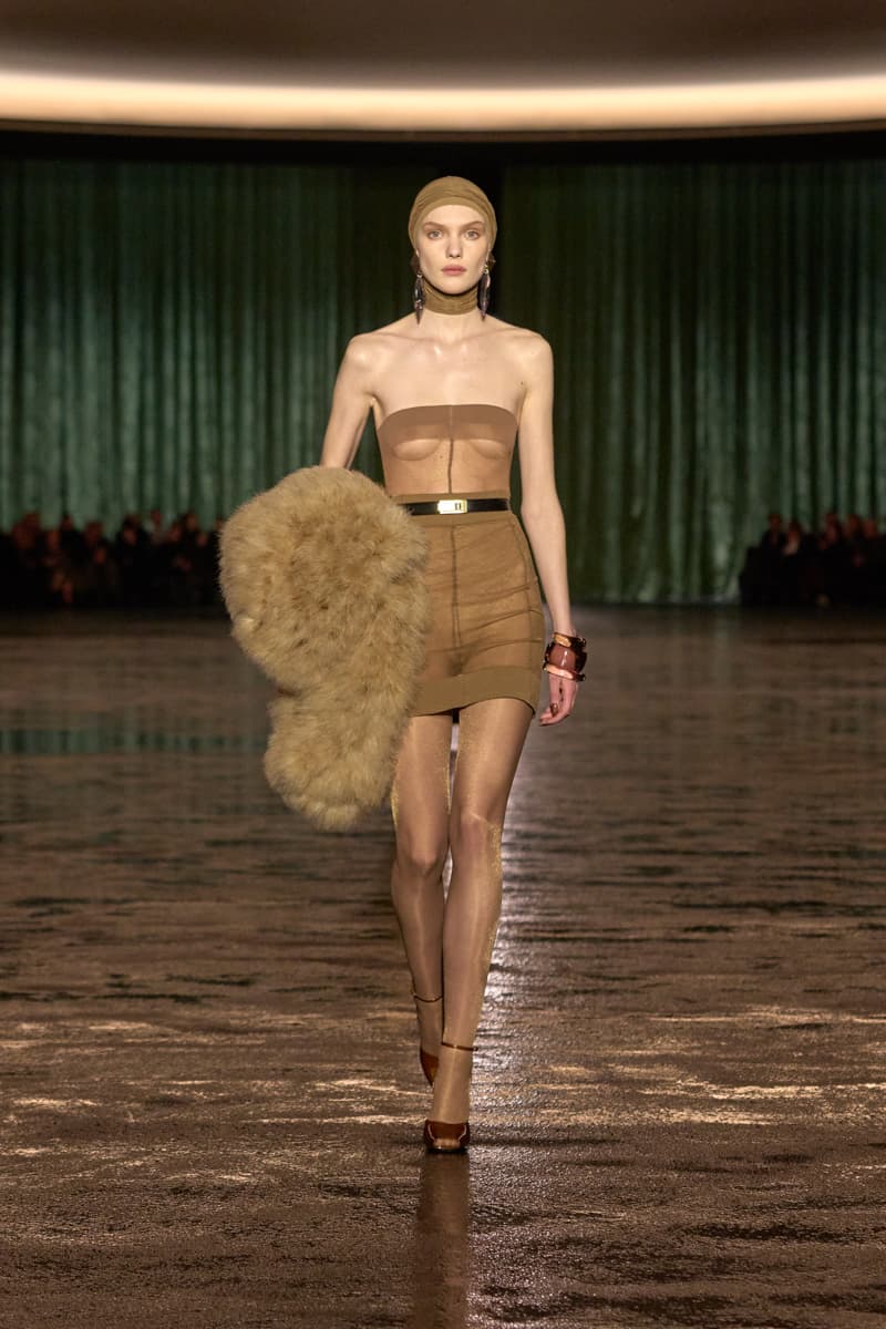 saint laurent 2024 paris show winter stockings sheer sexy looks