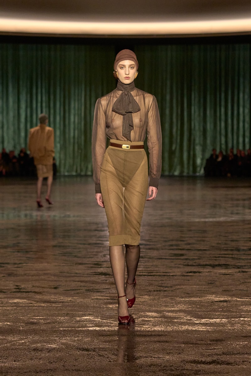 saint laurent 2024 paris show winter stockings sheer sexy looks