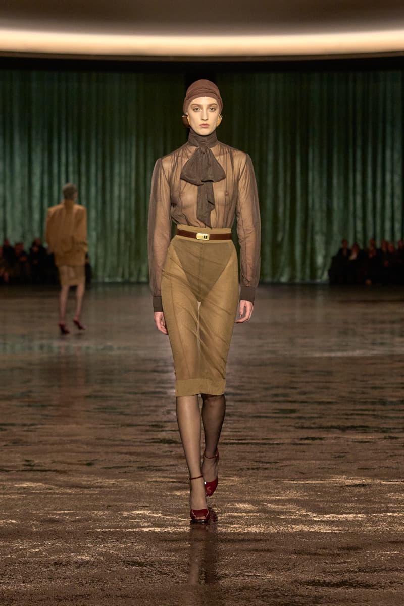 saint laurent 2024 paris show winter stockings sheer sexy looks