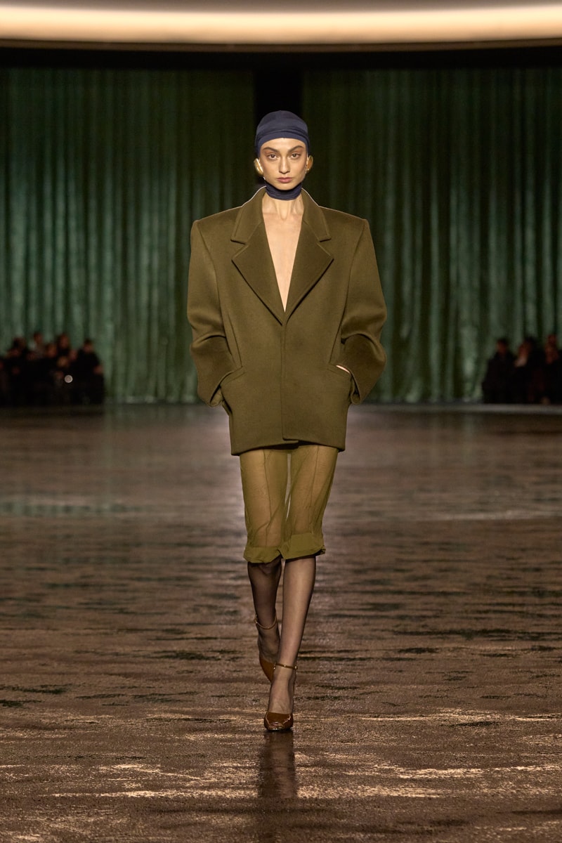 saint laurent 2024 paris show winter stockings sheer sexy looks