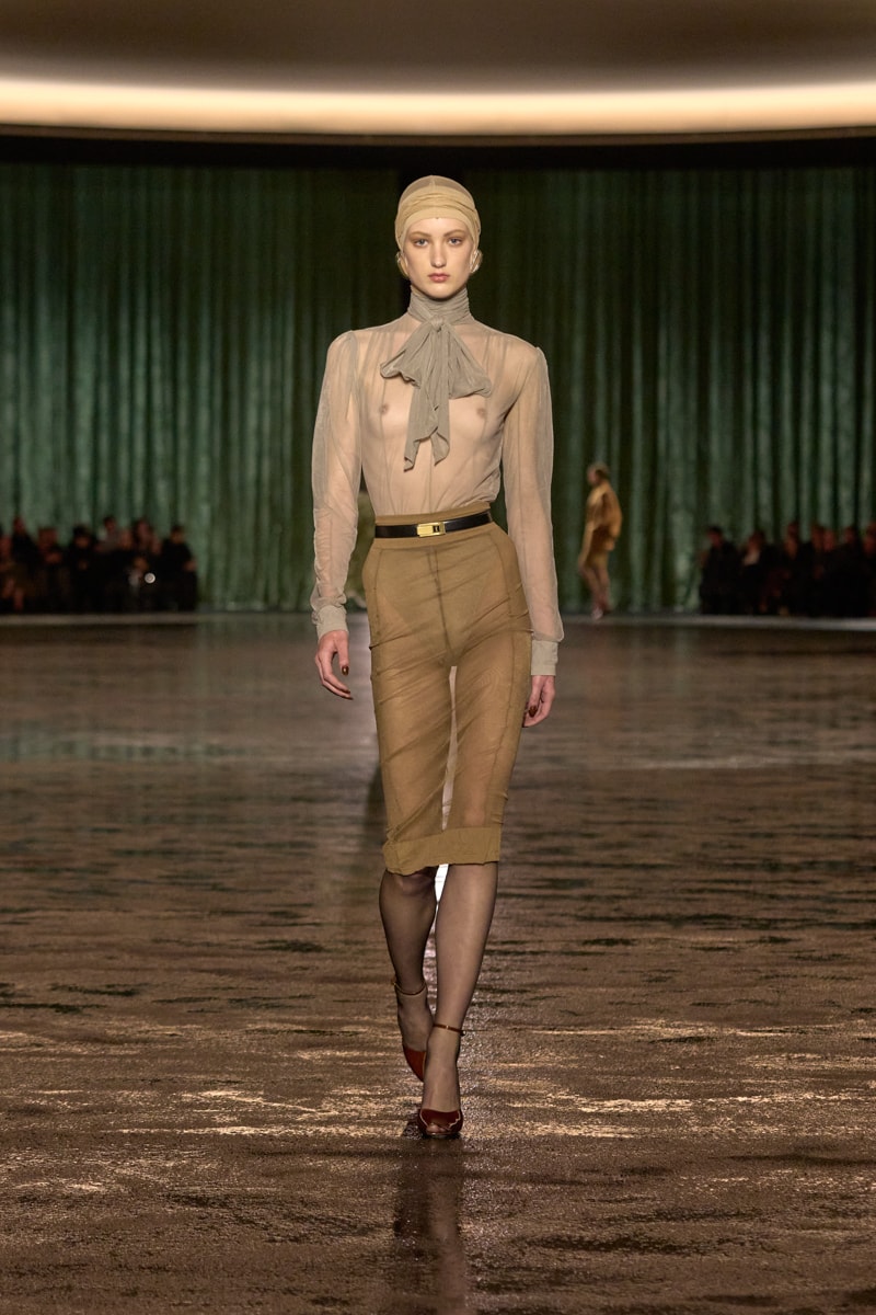 saint laurent 2024 paris show winter stockings sheer sexy looks