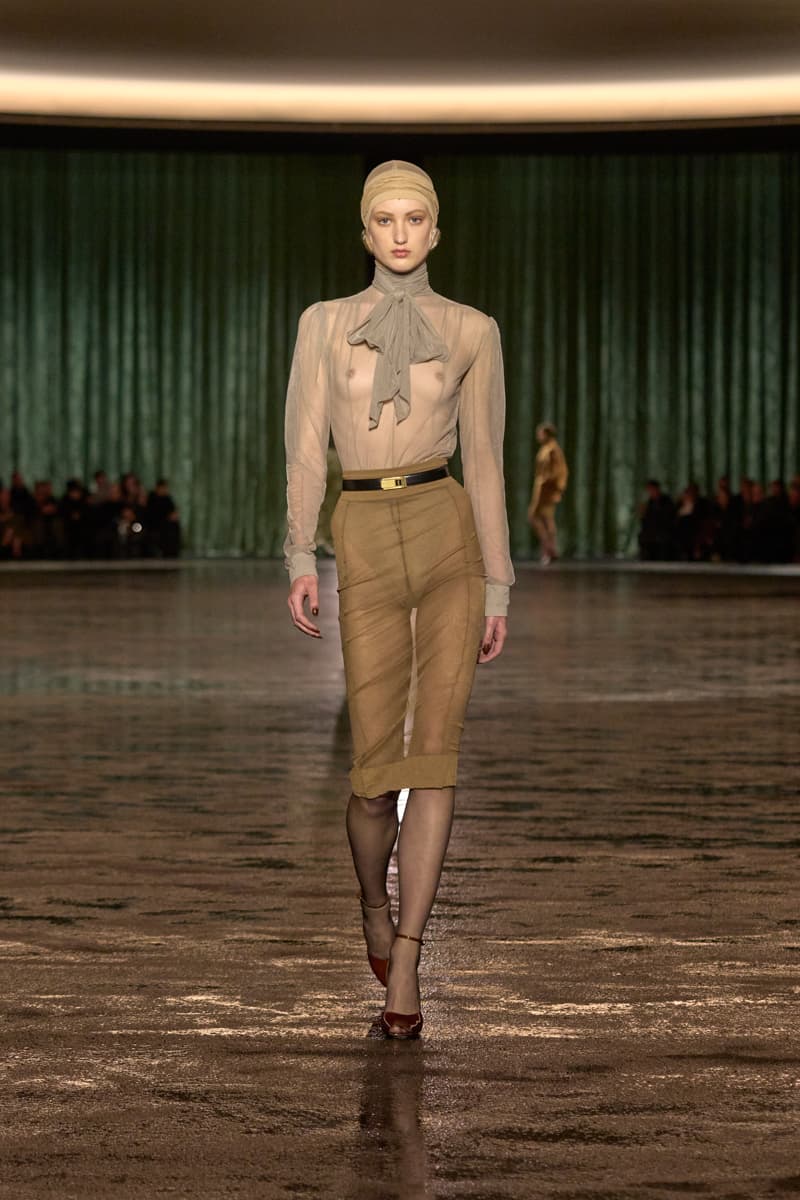 saint laurent 2024 paris show winter stockings sheer sexy looks