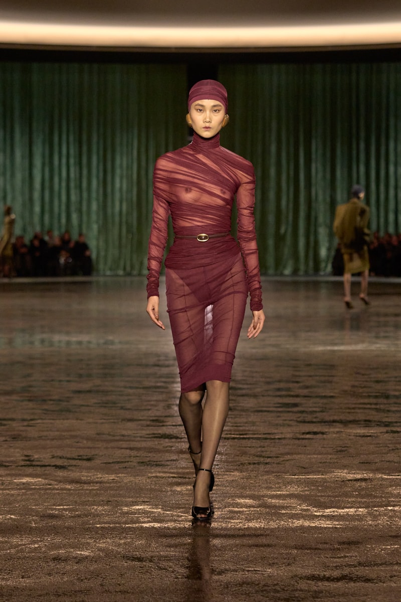 saint laurent 2024 paris show winter stockings sheer sexy looks