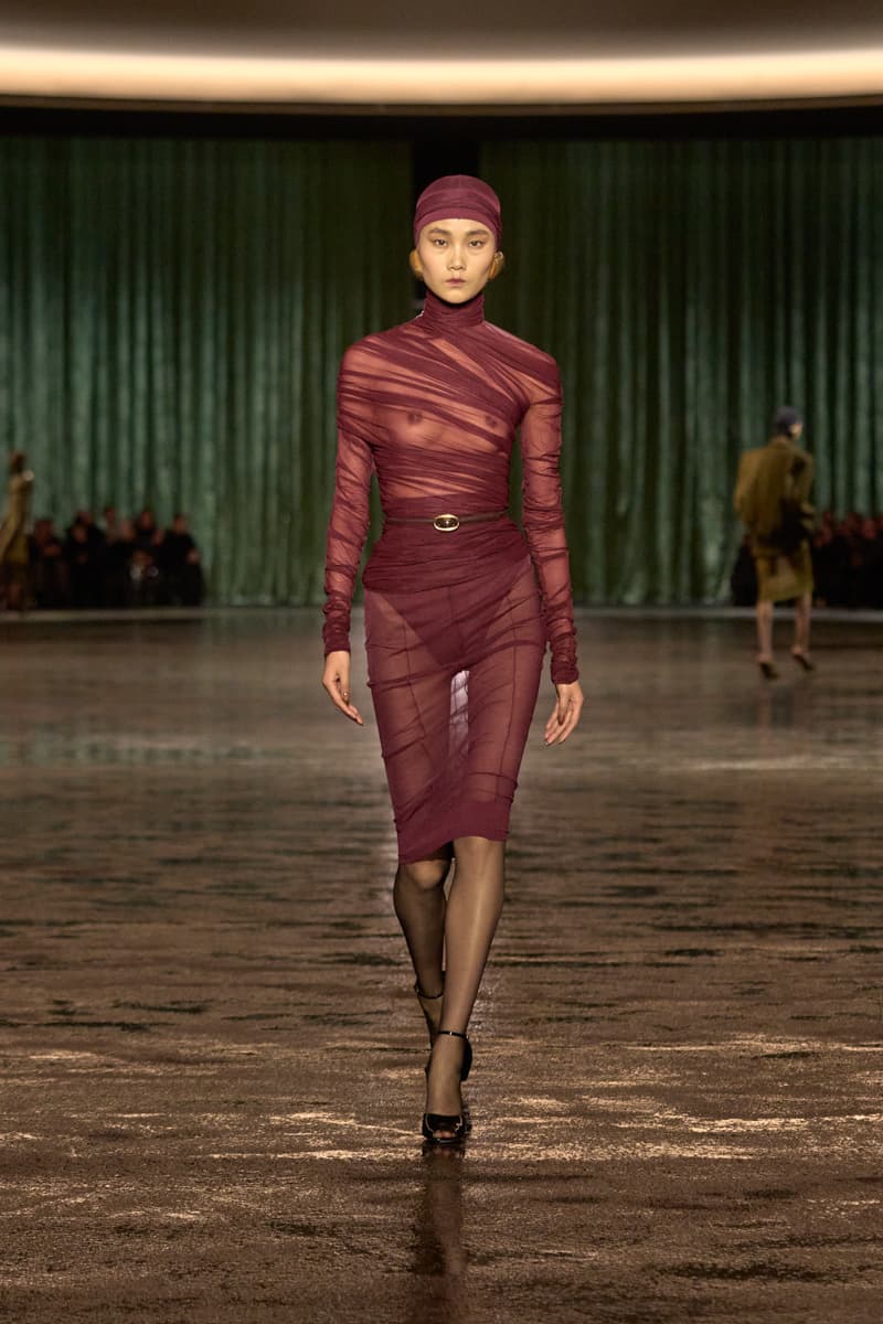 saint laurent 2024 paris show winter stockings sheer sexy looks