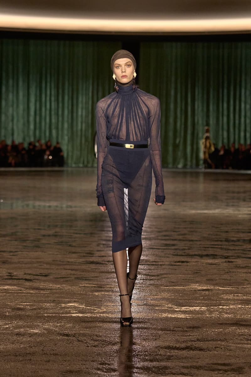saint laurent 2024 paris show winter stockings sheer sexy looks