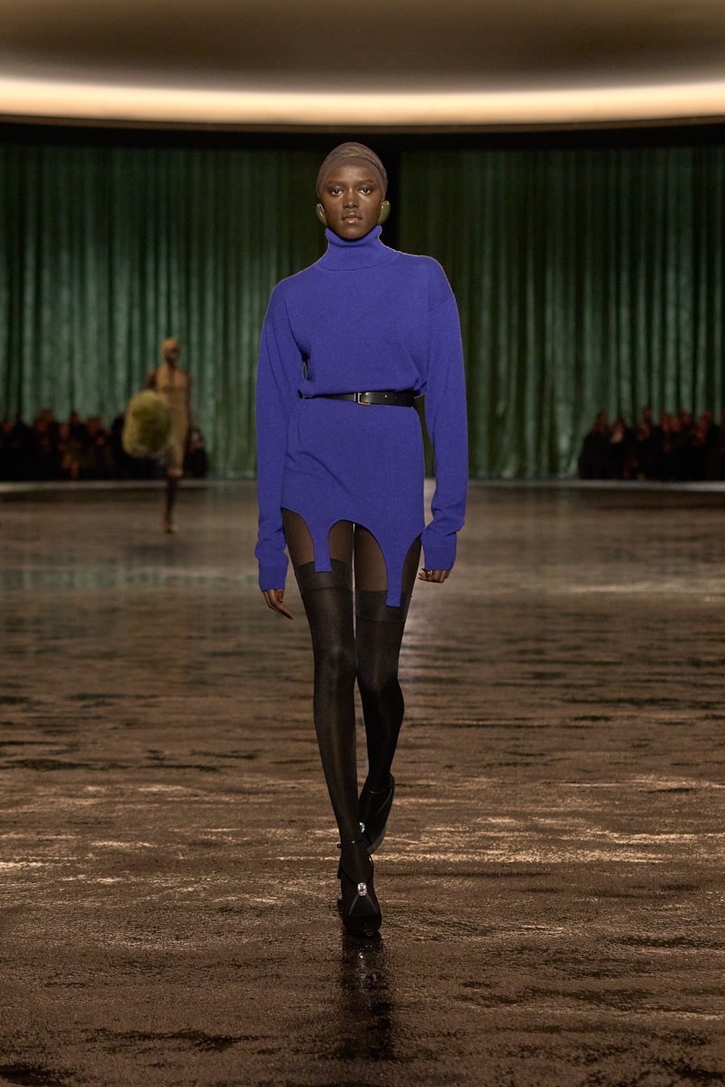 saint laurent 2024 paris show winter stockings sheer sexy looks