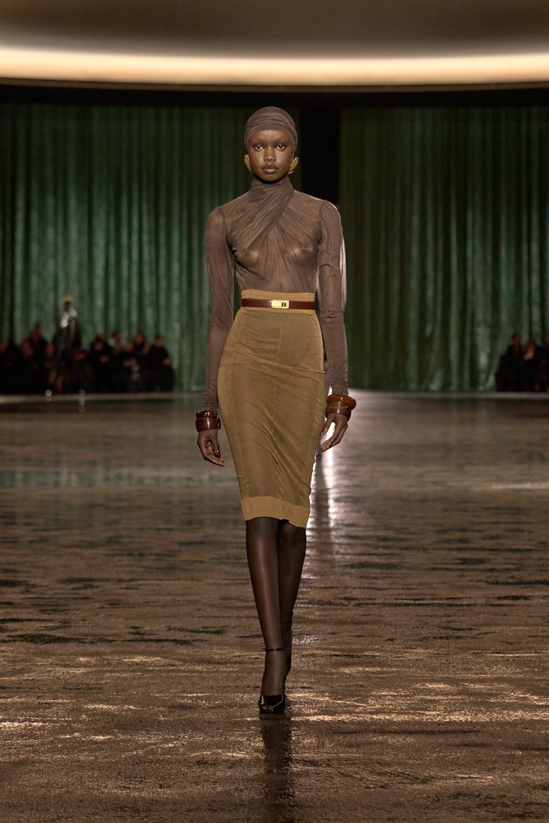 saint laurent 2024 paris show winter stockings sheer sexy looks