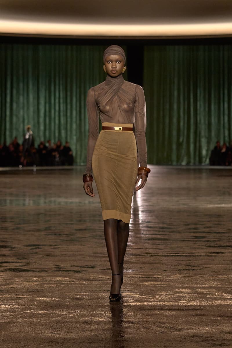 saint laurent 2024 paris show winter stockings sheer sexy looks