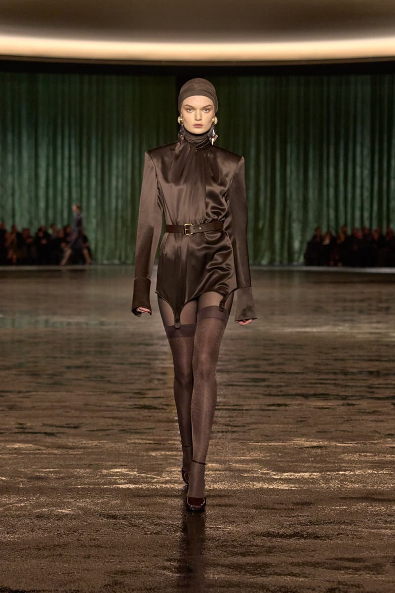 saint laurent 2024 paris show winter stockings sheer sexy looks