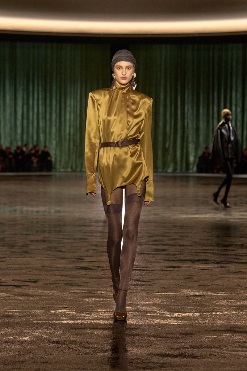 saint laurent 2024 paris show winter stockings sheer sexy looks