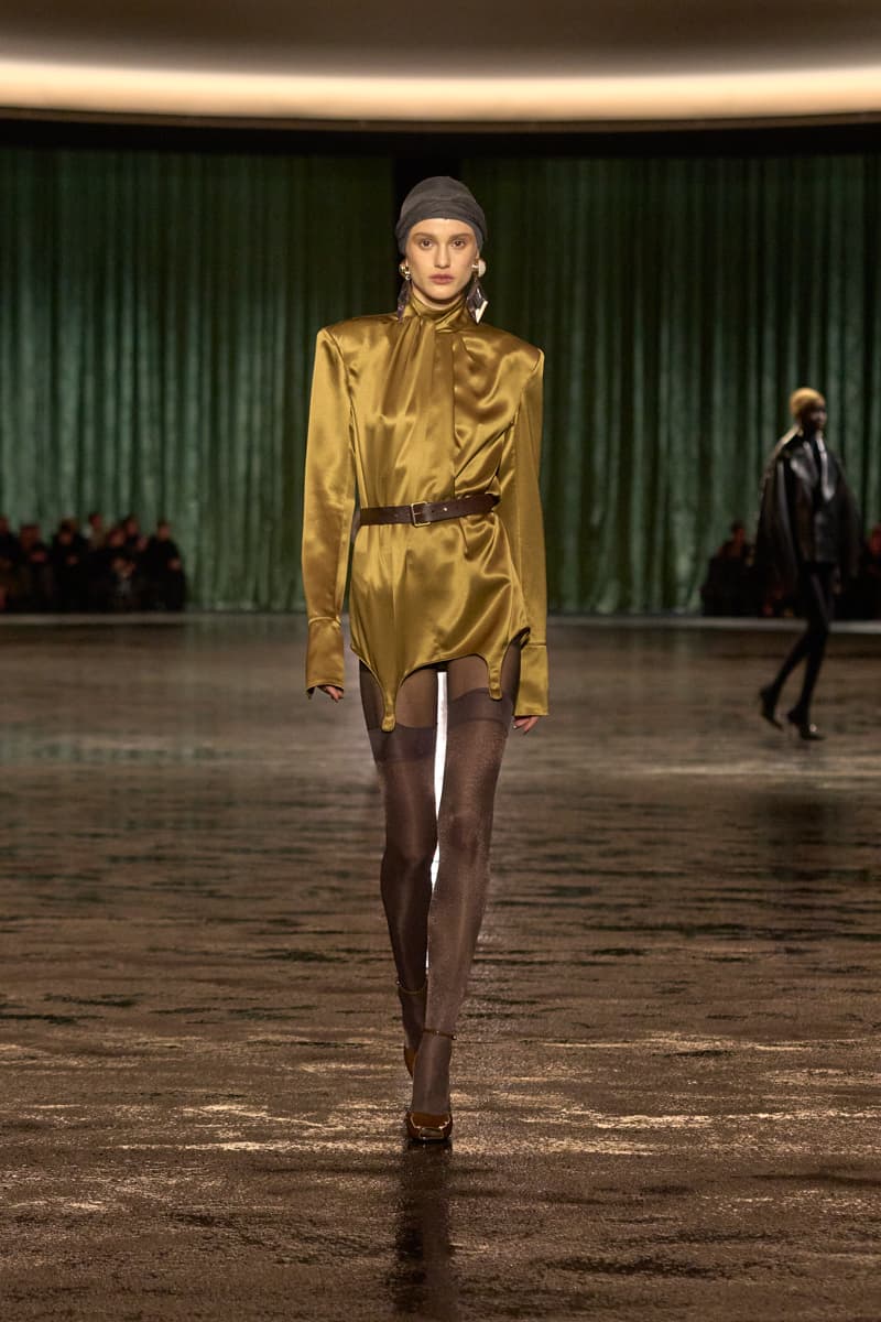 saint laurent 2024 paris show winter stockings sheer sexy looks
