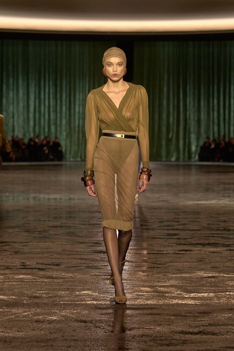 saint laurent 2024 paris show winter stockings sheer sexy looks