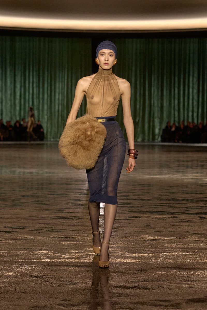 saint laurent 2024 paris show winter stockings sheer sexy looks