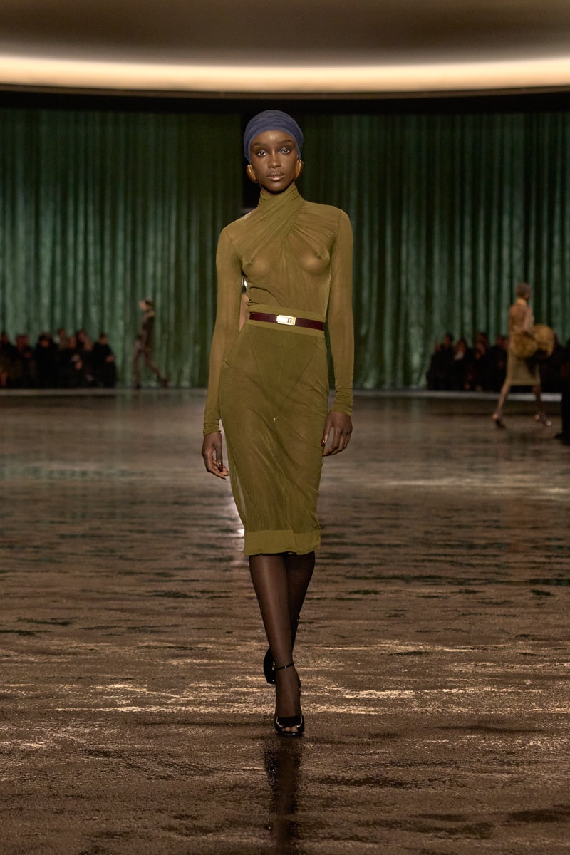 saint laurent 2024 paris show winter stockings sheer sexy looks