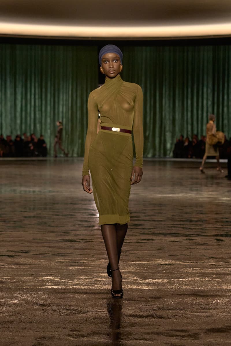 saint laurent 2024 paris show winter stockings sheer sexy looks