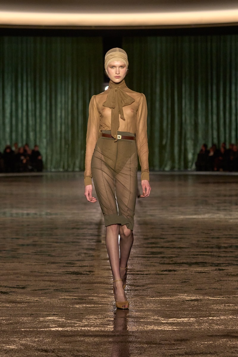 saint laurent 2024 paris show winter stockings sheer sexy looks