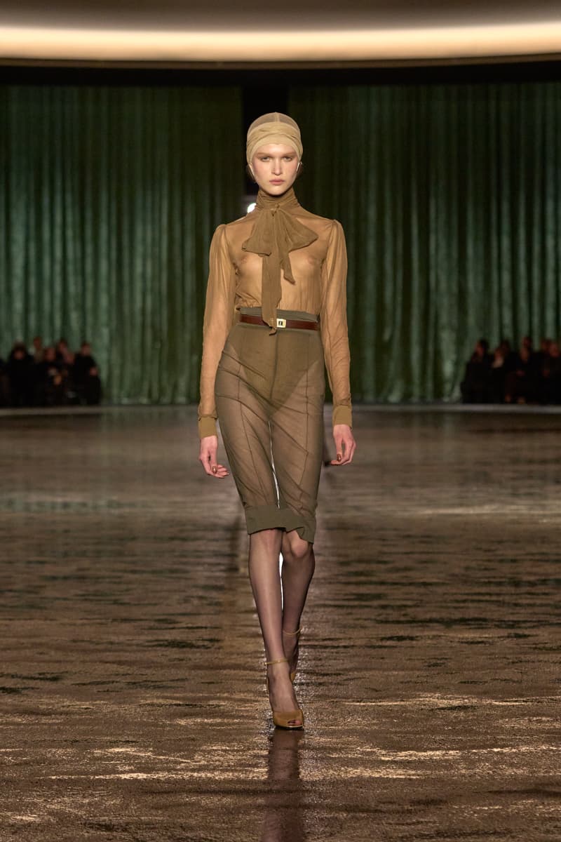 saint laurent 2024 paris show winter stockings sheer sexy looks