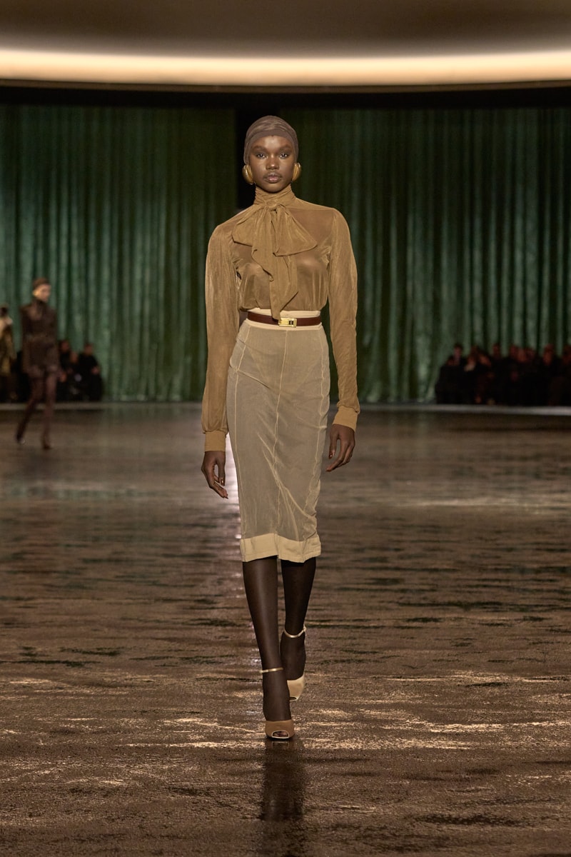 saint laurent 2024 paris show winter stockings sheer sexy looks