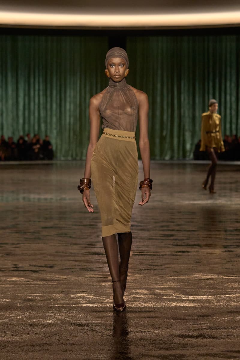 saint laurent 2024 paris show winter stockings sheer sexy looks