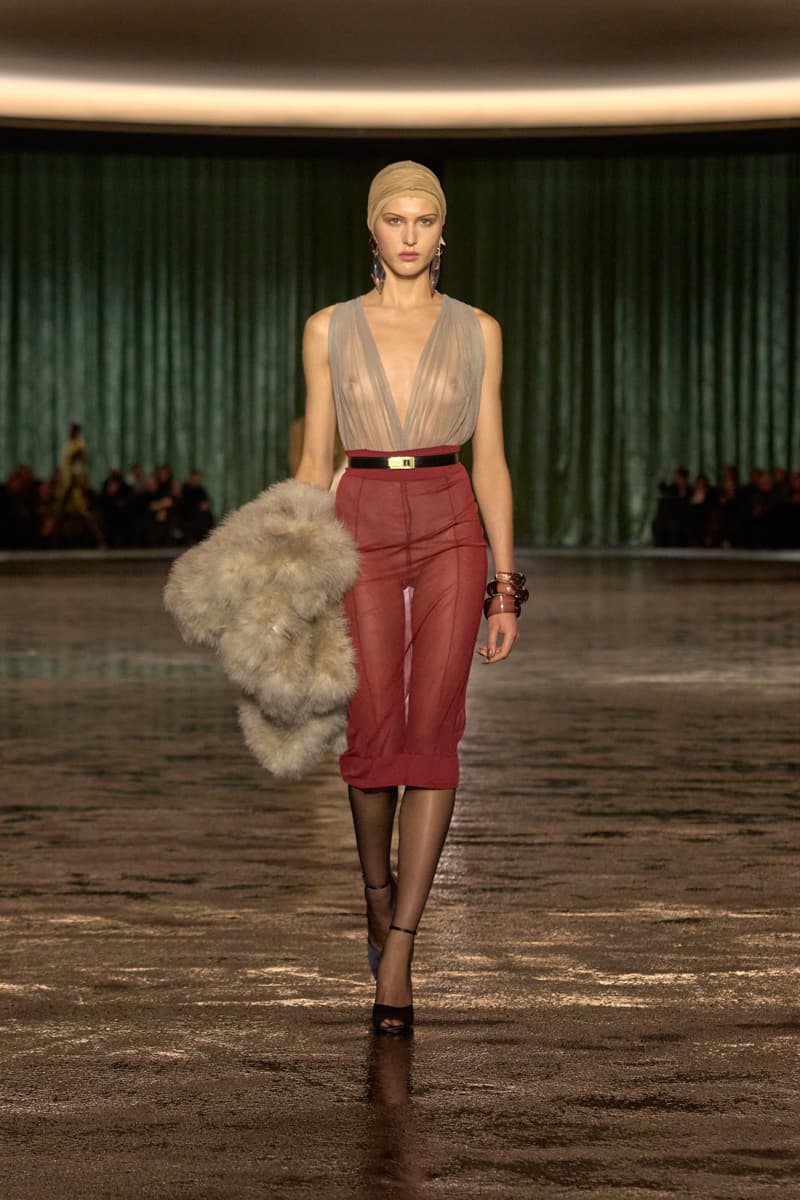 saint laurent 2024 paris show winter stockings sheer sexy looks