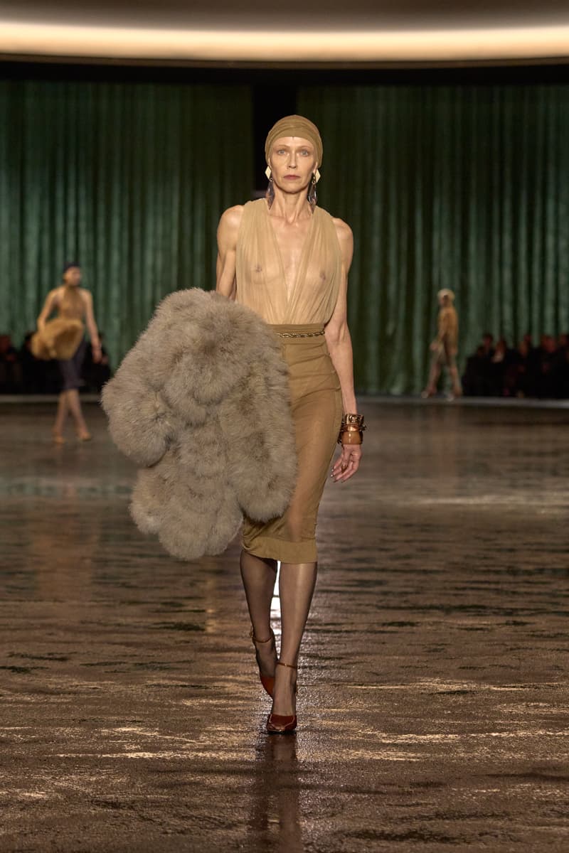saint laurent 2024 paris show winter stockings sheer sexy looks