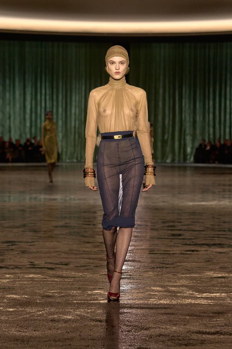 saint laurent 2024 paris show winter stockings sheer sexy looks