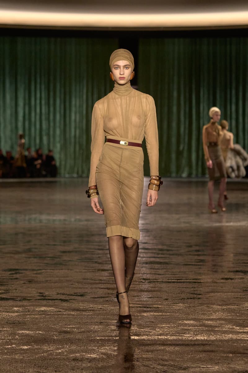 saint laurent 2024 paris show winter stockings sheer sexy looks