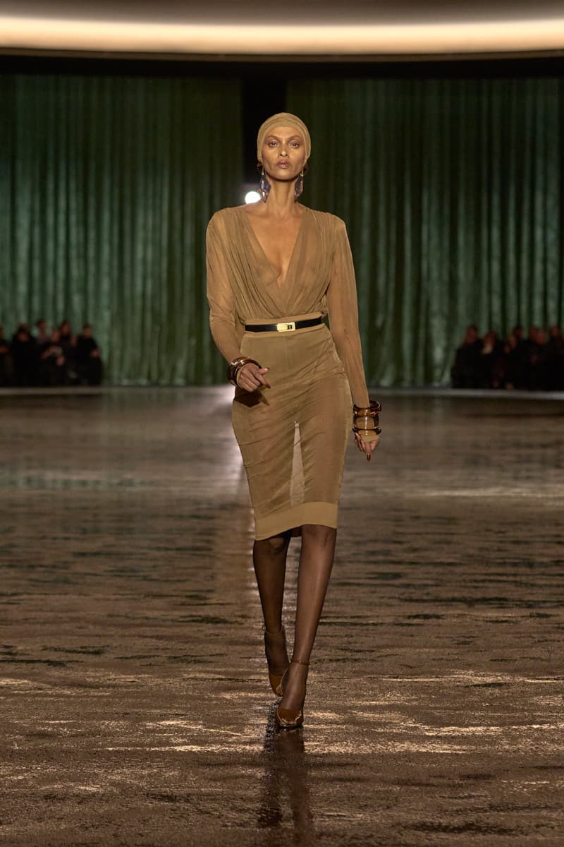 saint laurent 2024 paris show winter stockings sheer sexy looks