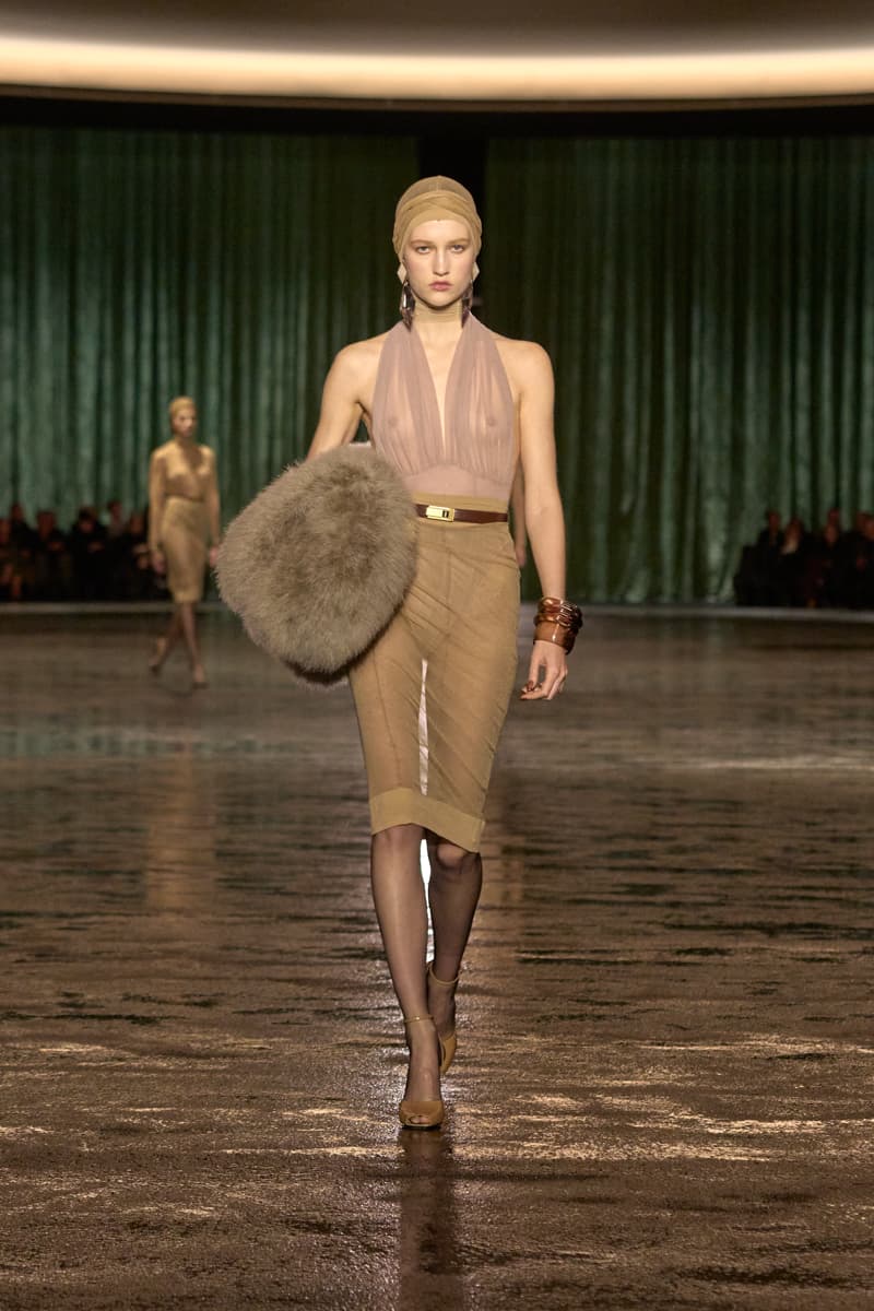 saint laurent 2024 paris show winter stockings sheer sexy looks