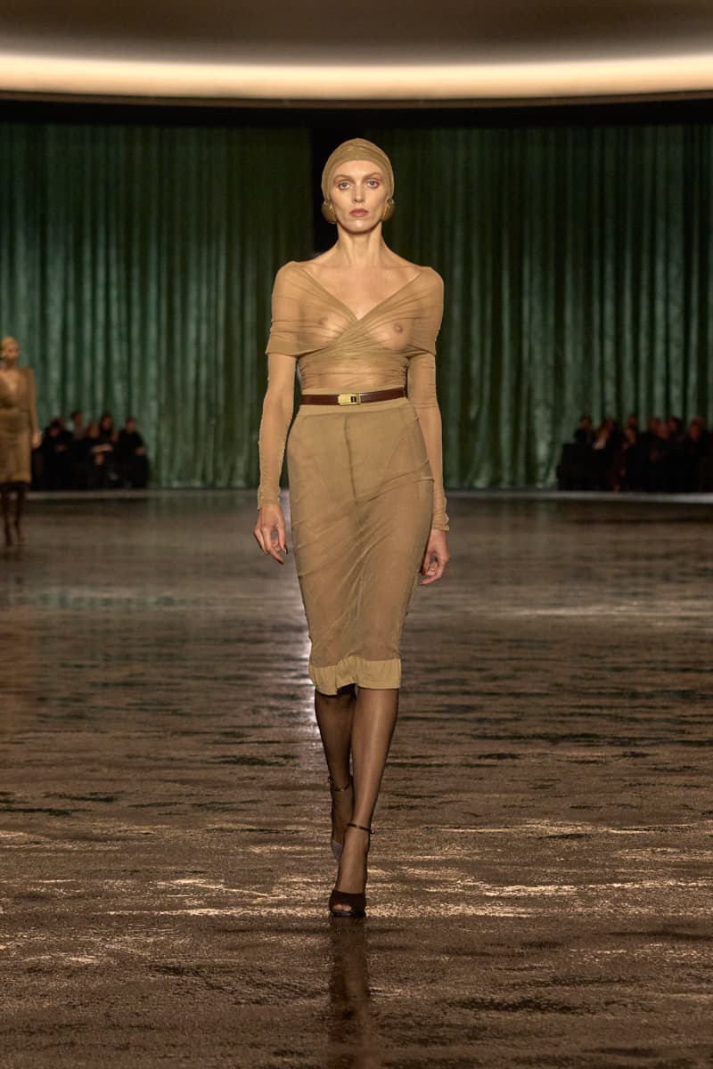 saint laurent 2024 paris show winter stockings sheer sexy looks