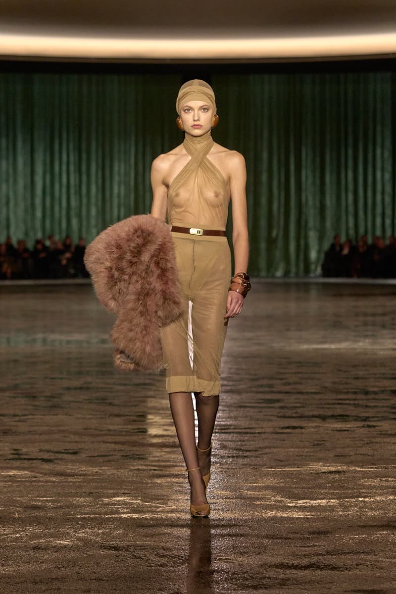 saint laurent 2024 paris show winter stockings sheer sexy looks