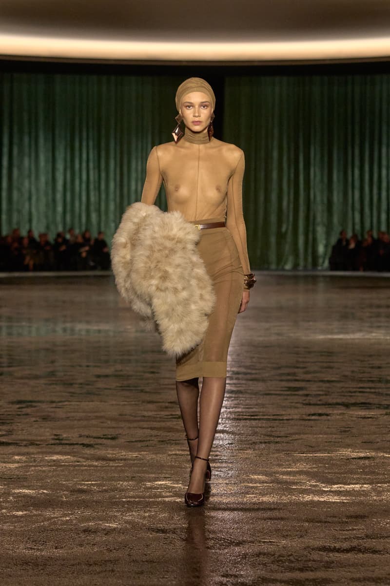 saint laurent 2024 paris show winter stockings sheer sexy looks