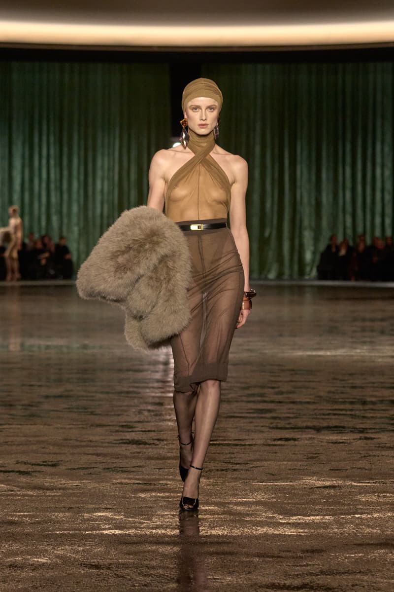 saint laurent 2024 paris show winter stockings sheer sexy looks