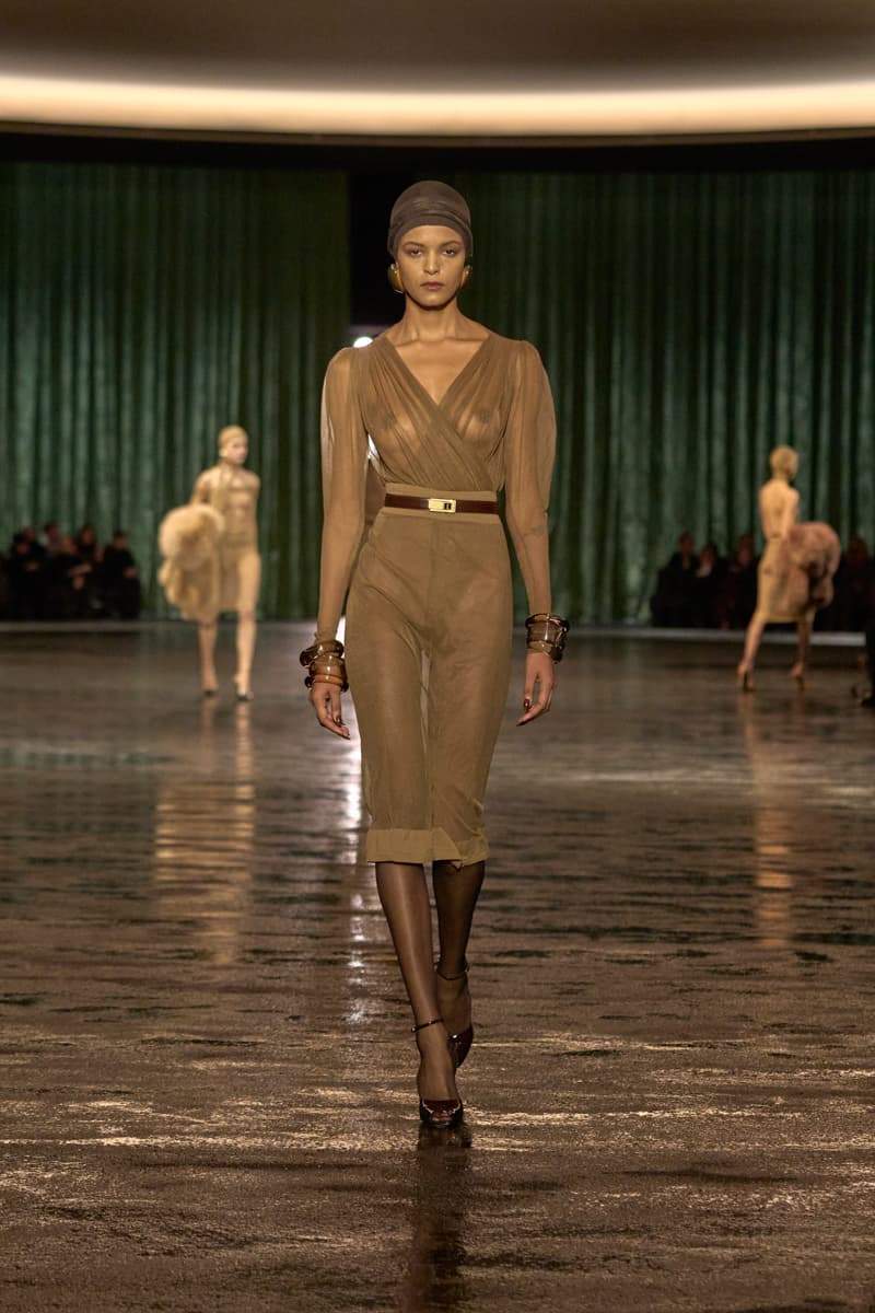 saint laurent 2024 paris show winter stockings sheer sexy looks