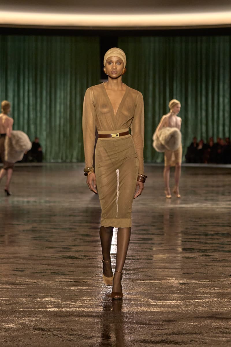 saint laurent 2024 paris show winter stockings sheer sexy looks