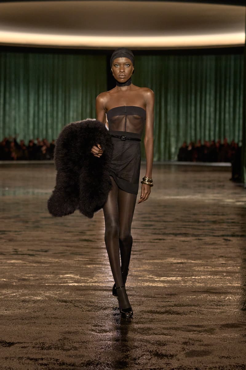 saint laurent 2024 paris show winter stockings sheer sexy looks