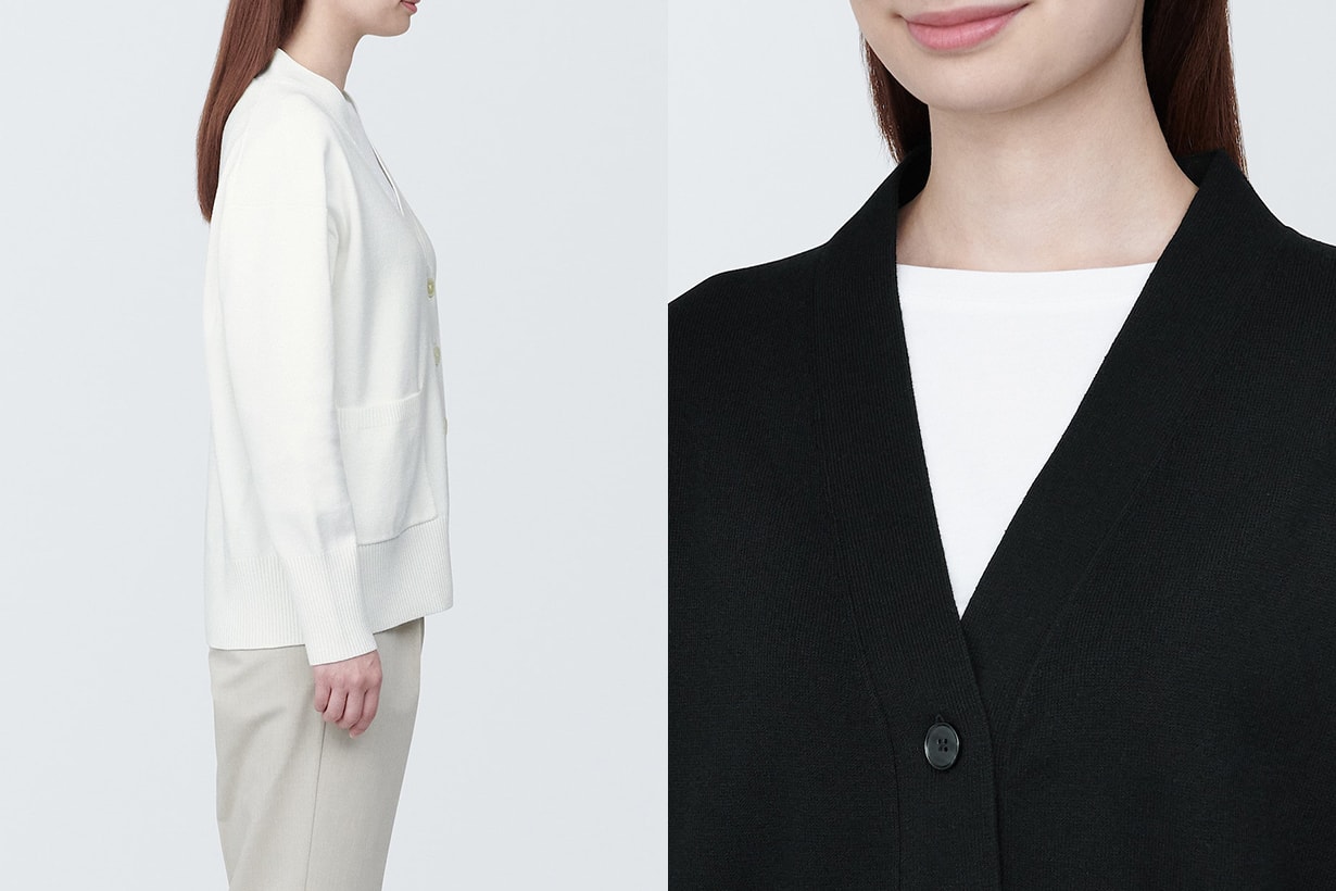 MUJI Washable Milano ribbed V-neck cardigan