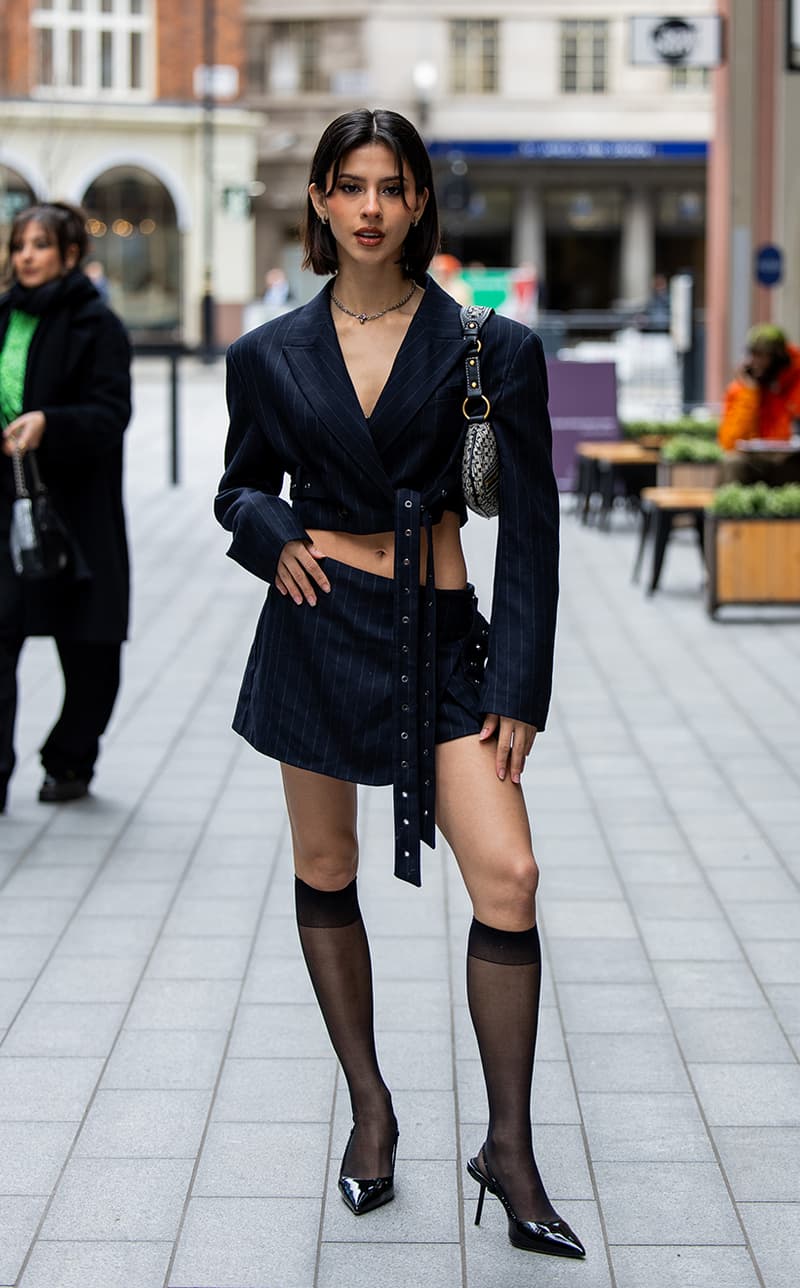 Knee High Socks Trend Kristen Stewart Bella Hadid fashion week Streetsnaps