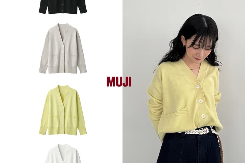 MUJI Washable Milano ribbed V-neck cardigan