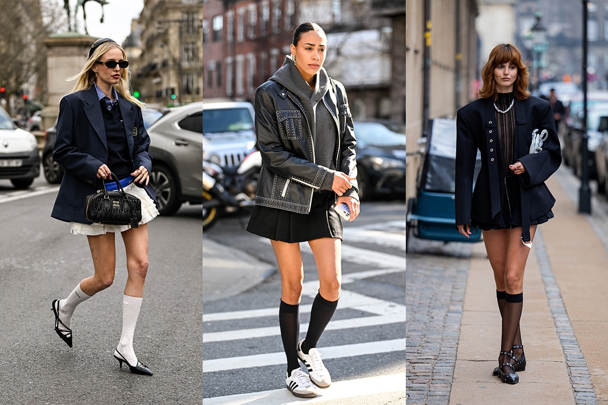 Knee High Socks Trend Kristen Stewart Bella Hadid fashion week Streetsnaps