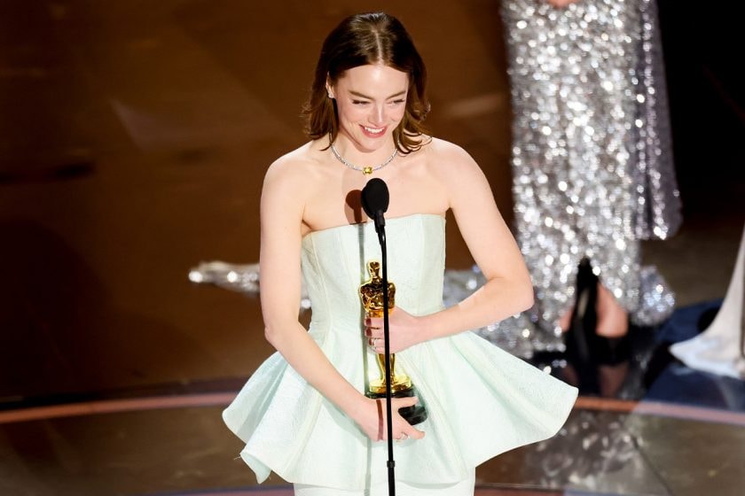 emma stone 2024 academy oscar louis vuitton gown custom idea behind poor things bella