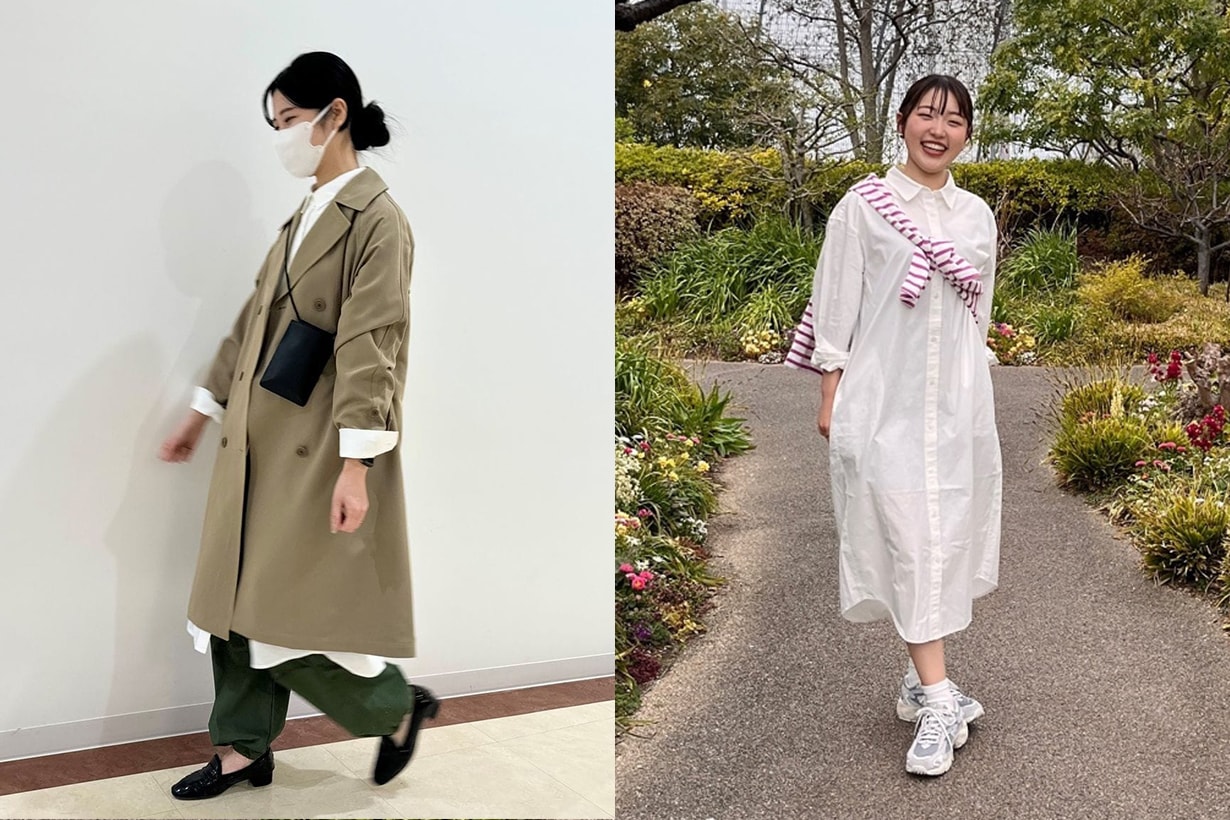 MUJI 2024 spring style Long Sleeve Shirt Dress