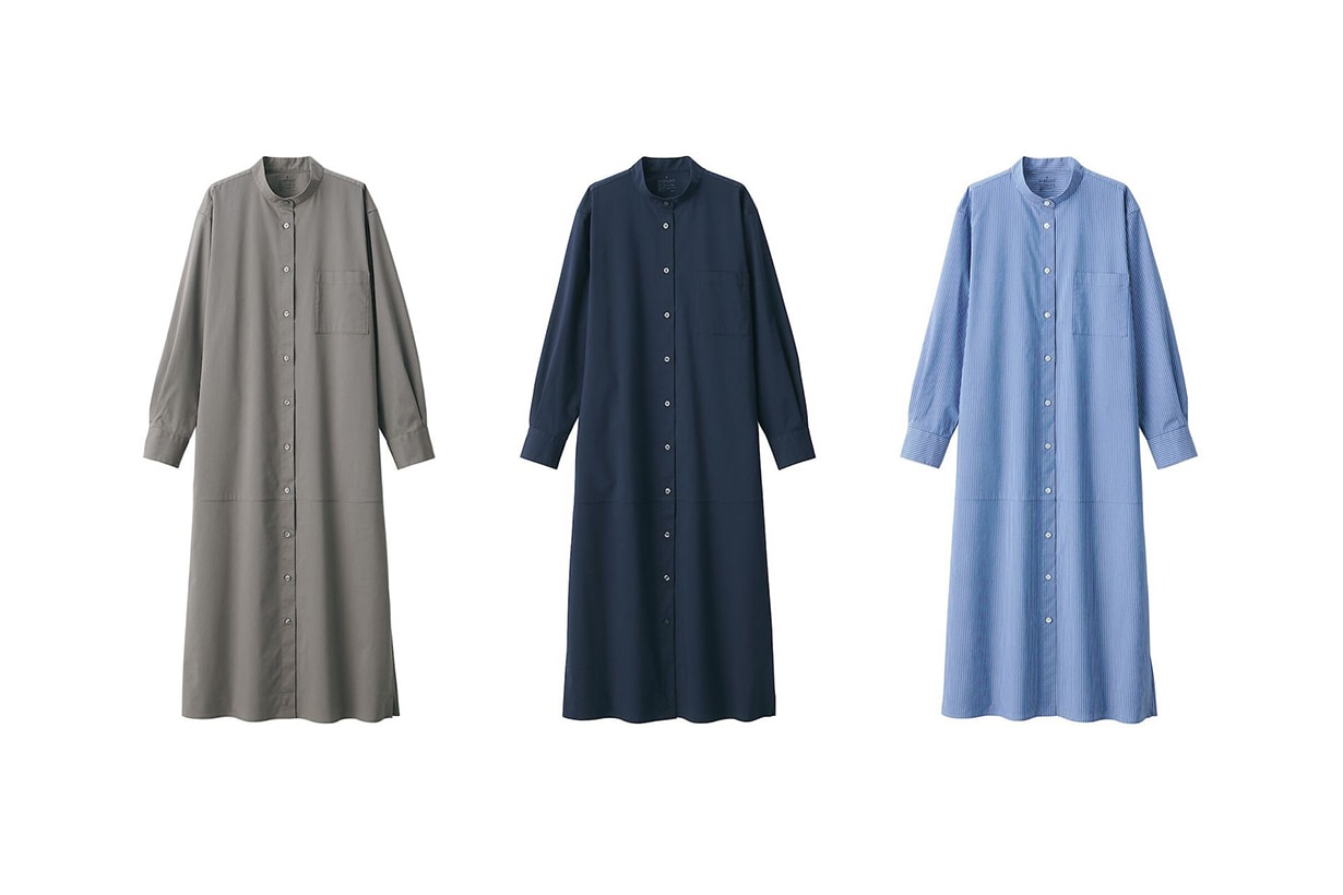MUJI 2024 spring style Long Sleeve Shirt Dress