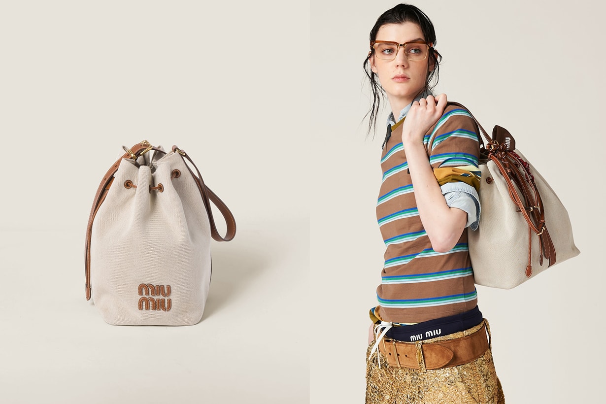 Miu Miu Pocket Nappa Leather Bag Canvas bucket bag 2024 SS 